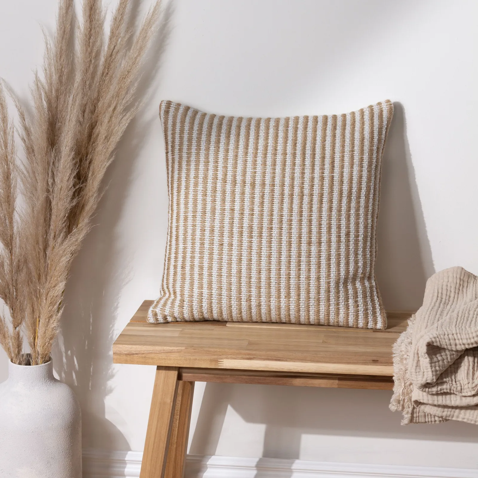 Yard Organik Stripe Jute Woven Cushion in Natural