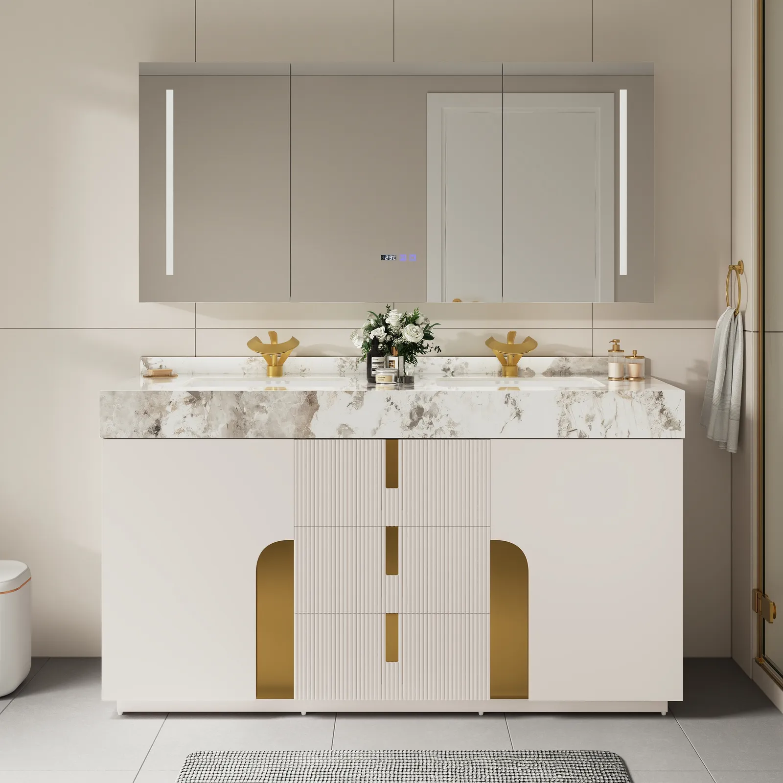 Artis 150 cm Double Bathroom Vanity with Sink, Sintered Stone top, Ample Storage