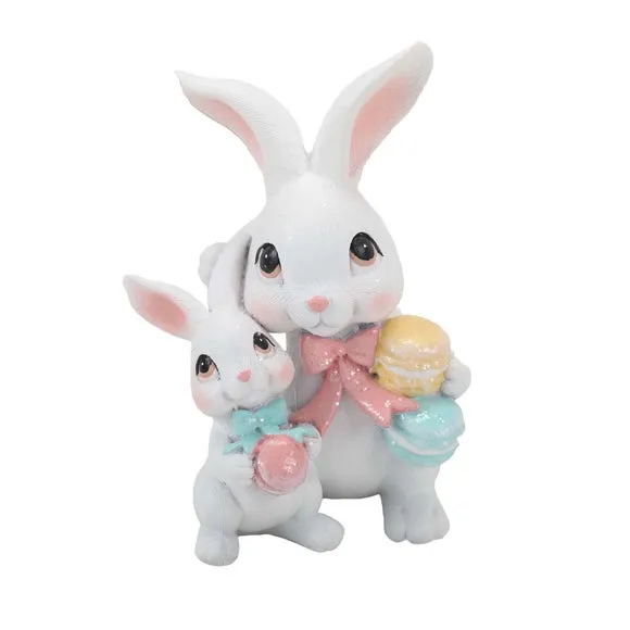 Eggstraordinary Gift Co. Easter Bunny Mum and Baby Ornament 2