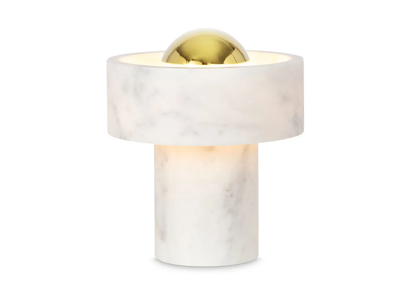 Tom Dixon Stone LED Portable Table Lamp White & Gold