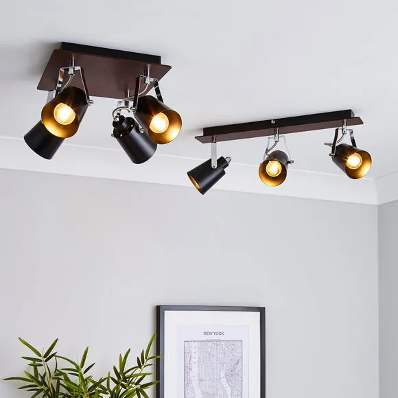 Johan 4 Light Black Semi Flush Spotlight 6