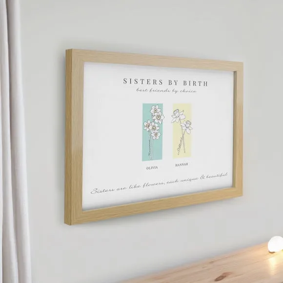 Personalised Birth Flower Family of 2 Framed Print 2