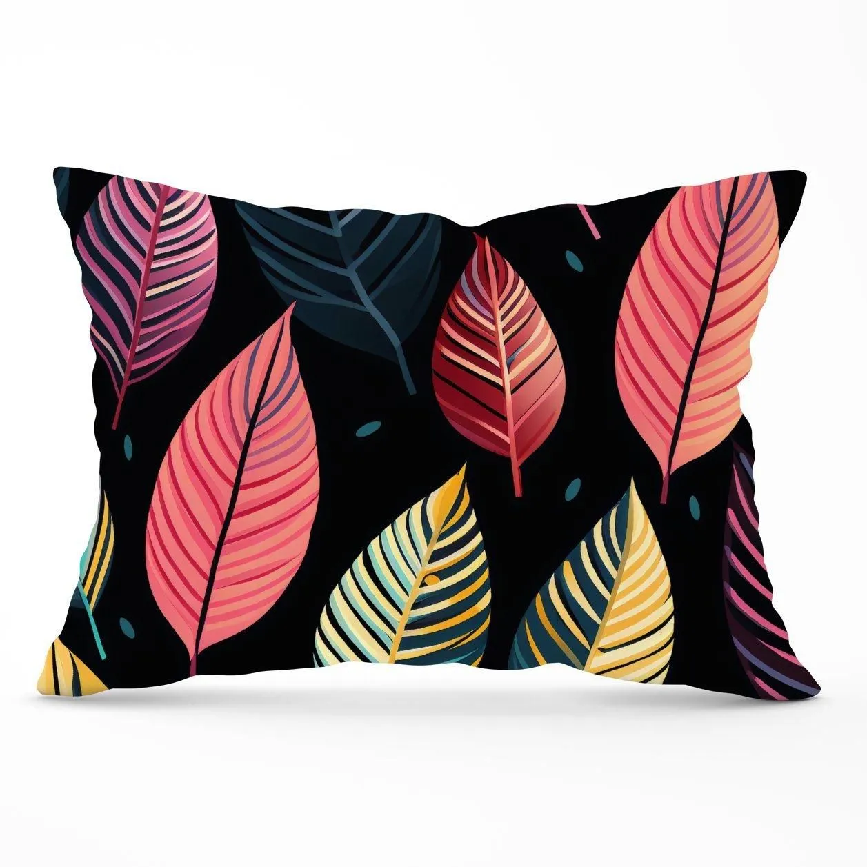 Warren Reed - Designer Colourful Leaves Pattern Cushions in Pink