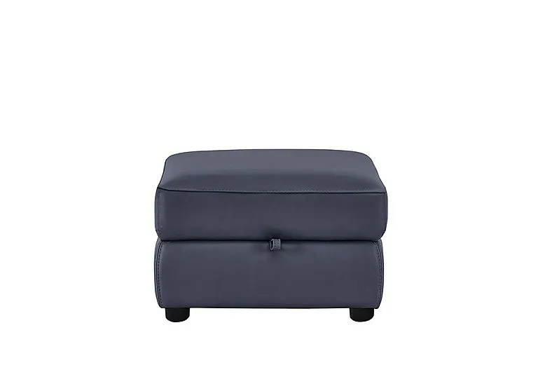 Echo Leather Storage Footstool - BV Ocean Blue