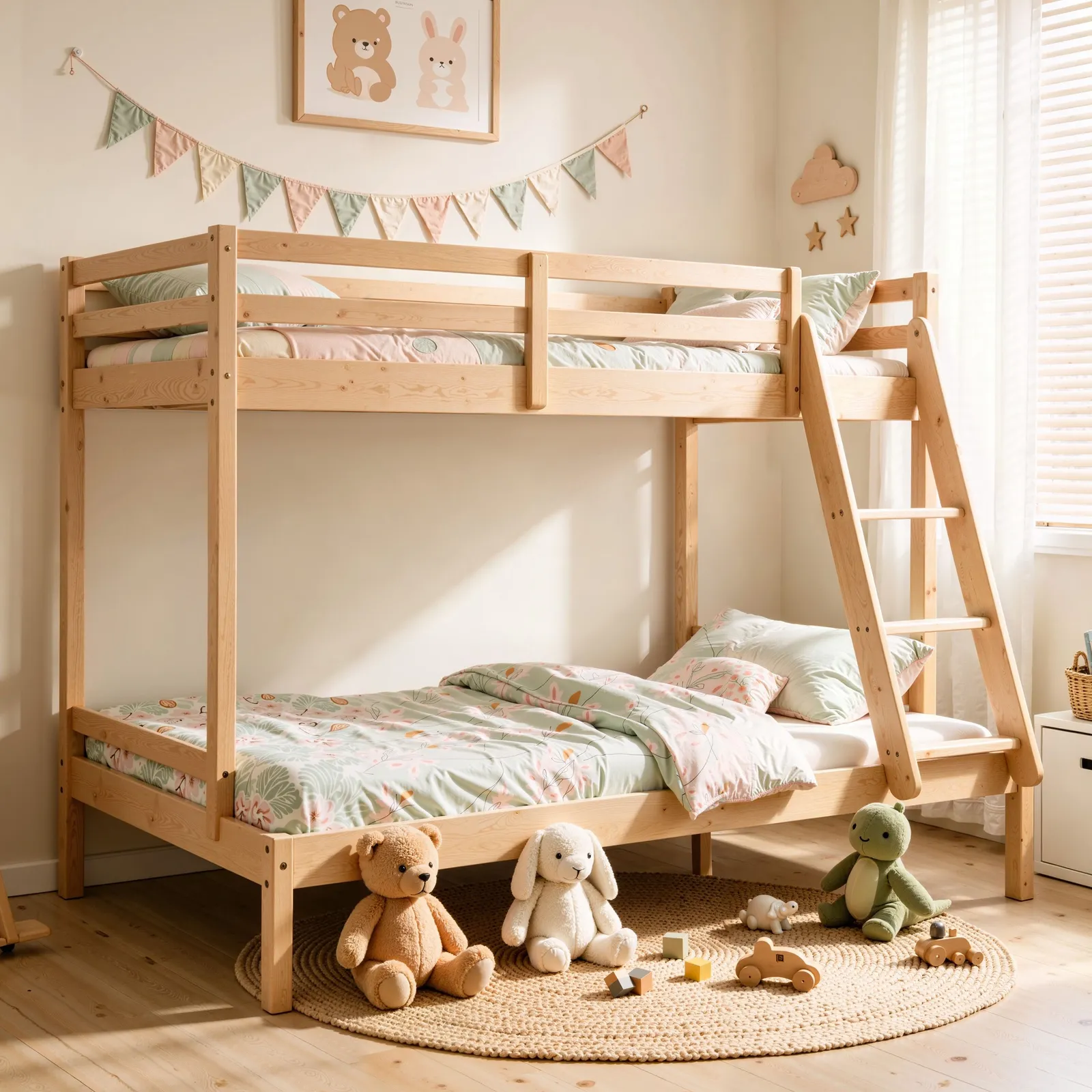 Comfy Living Ltd Wooden Triple Bunk 3ft/4ft In Various Colours in Natural 4