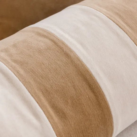 Clara Striped Cotton Velvet Bolster Cushion 2