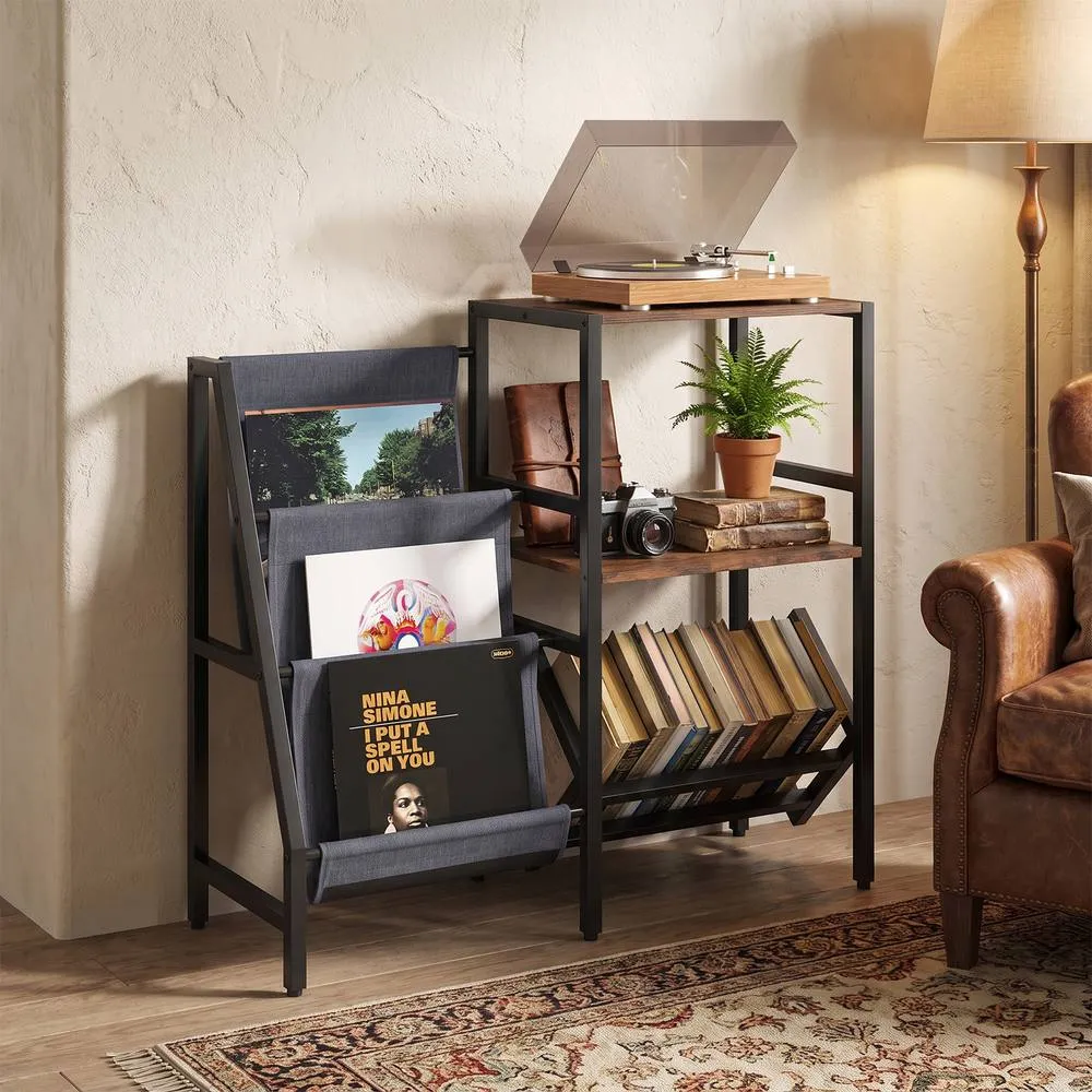 Costway Large Capacity Vinyl Holder with Metal Frame in Brown 3