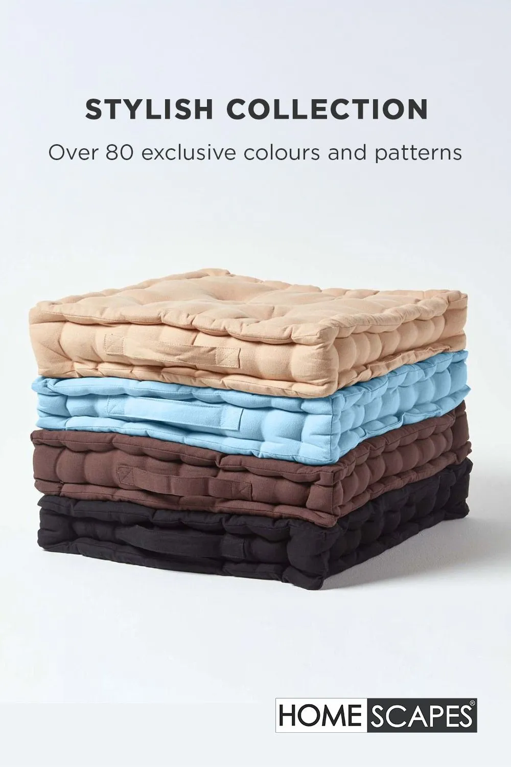 Homescapes Plain Cotton Floor Cushion in Blue 6