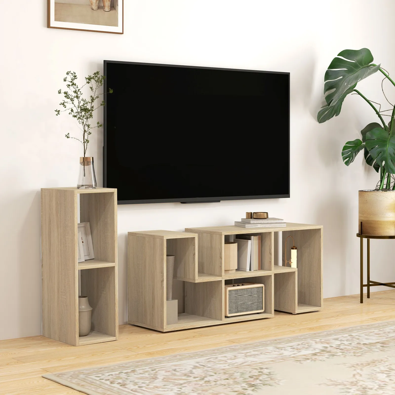 HOMCOM TV Unit for TVs up to 75 Inches, Free Combination TV Stand in Grey