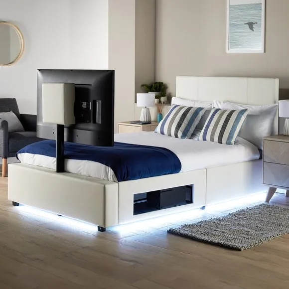 XR Living Ava TV Bed with LED Lights and TV Mount