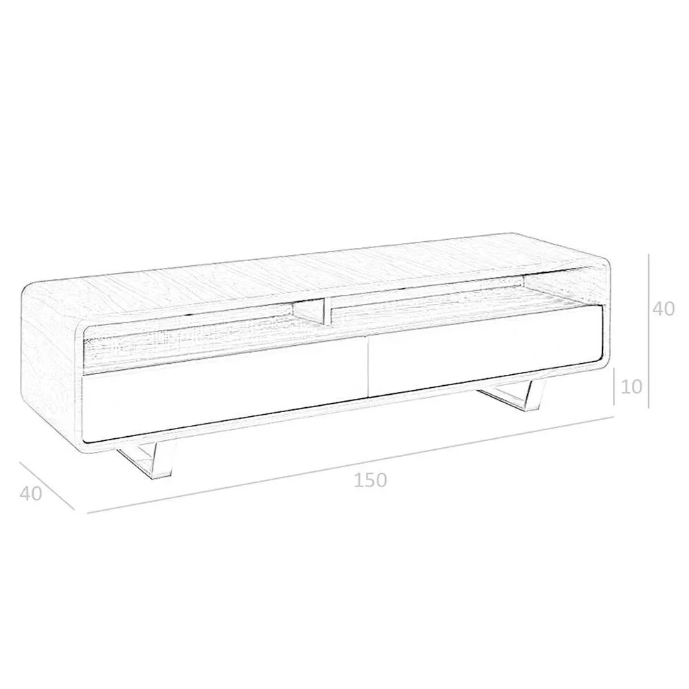 Angel Cerda Walnut TV Stand with White MDF Drawers & Chrome in Brown 6