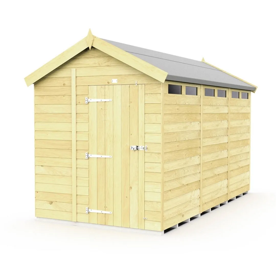 Buttercup Farm 7 x 12 Feet Apex Security Shed - Single Door - L358 x W214 x H217 cm in Brown