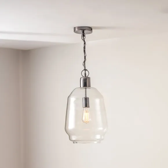Fia Clear Glass Chain Drop Pendant Light