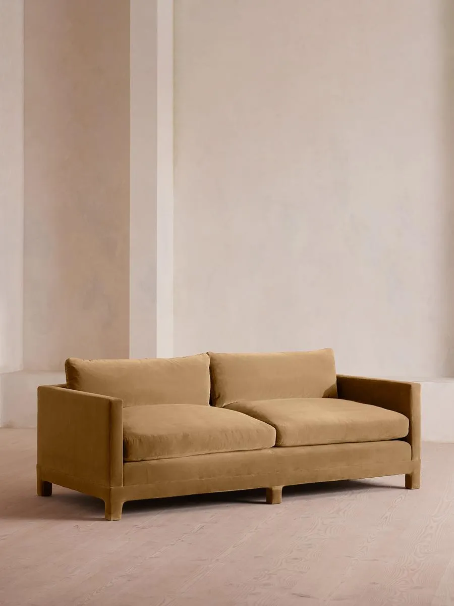 Ashford Three Seater Sofa, Velvet, Camel