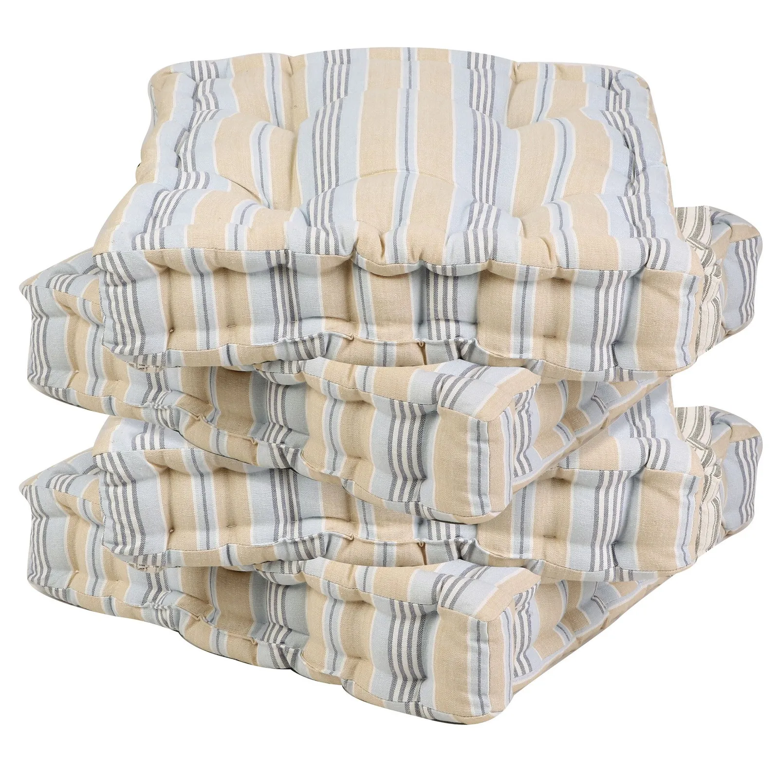Dibor Set of 4 Giant Striped Chair Seat Pad Box Cushions L50 x W50cm