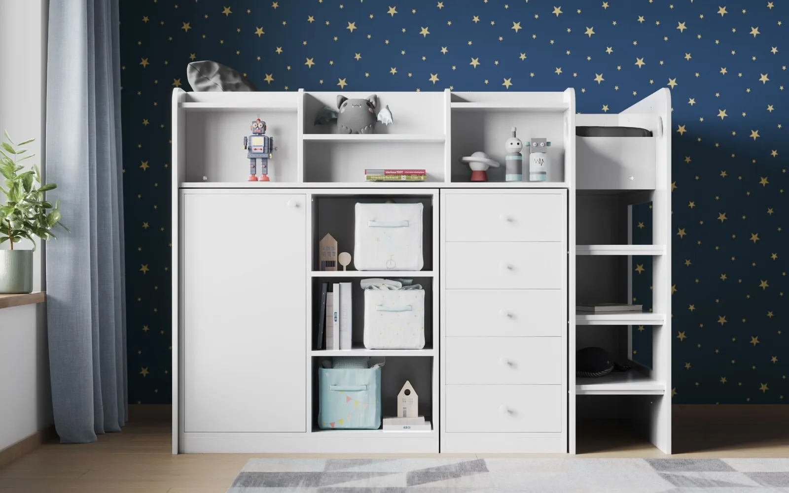 Flair Wizard Mid High Sleeper Storage Station in White 3
