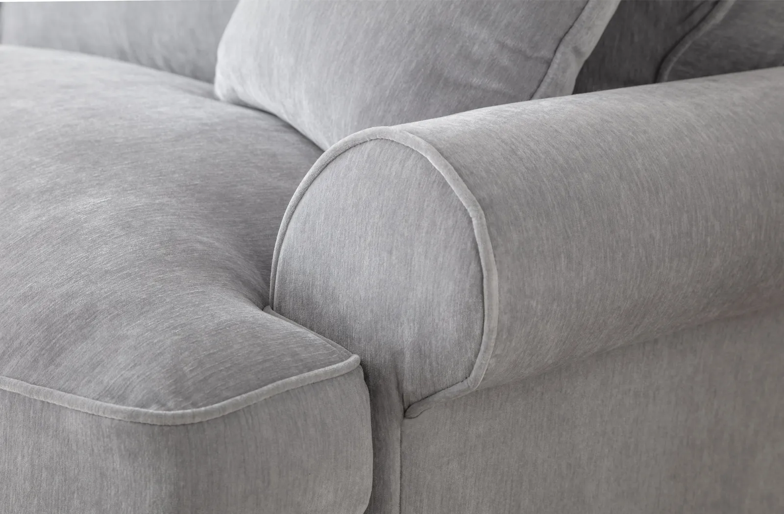 The Great Sofa Company Ezra Large Textured Velvet Corner Sofa - Scroll Arm in Light Grey 3