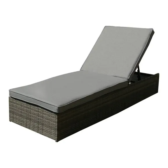 Rattan Grey Sun Lounger with Cushion 6