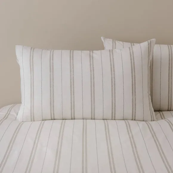 Pia Slub Stripe 100% Cotton Duvet Cover & Pillowcase Set 2