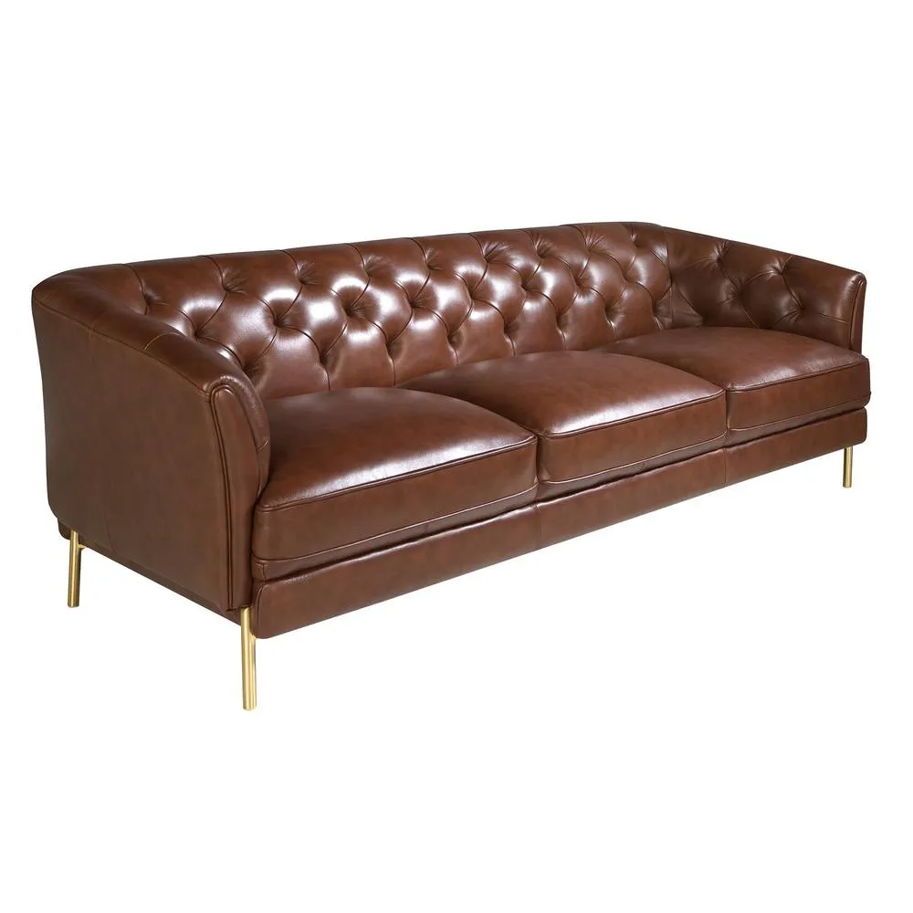 Angel Cerda Chester 3-Seater Sofa in Cognac Cowhide Leather Model in Brown