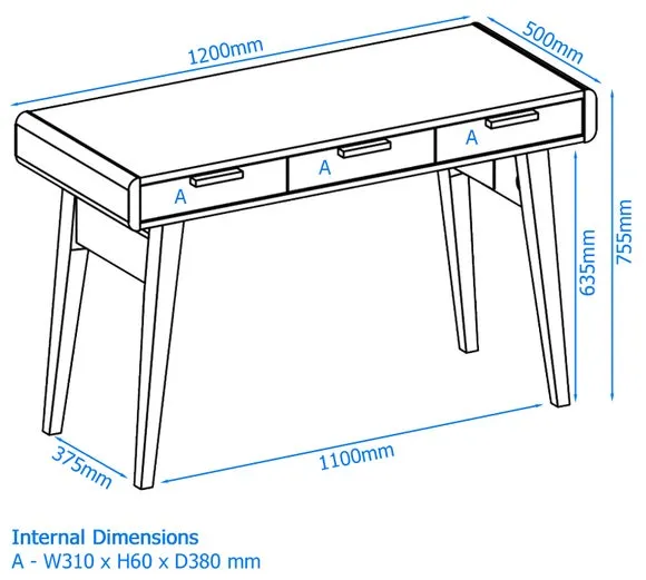 Kai 3 Drawer Desk 6