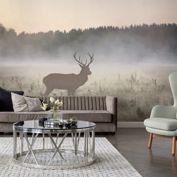 Stag in the Mist Neutral Wall Mural 1