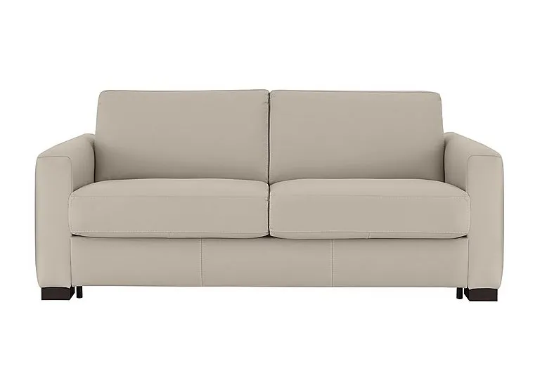 Alcova 3 Seater Leather Sofa Bed with Box Arms - Botera Crema