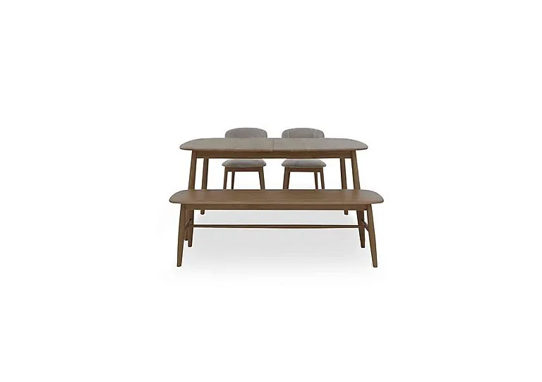 Stockholm Extending Dining Table with 2 Wooden Chairs and a Bench - Dark Oak