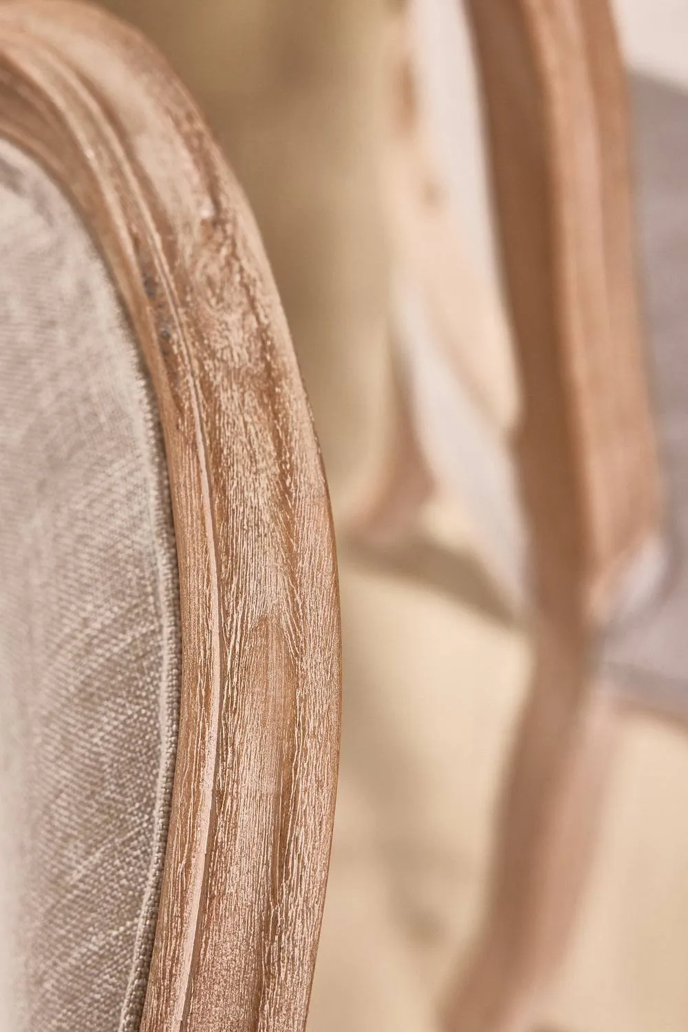 Dibor 4 Set Vintage Linen Solid Wood Frame Home Furniture Dining Chairs in Grey 6