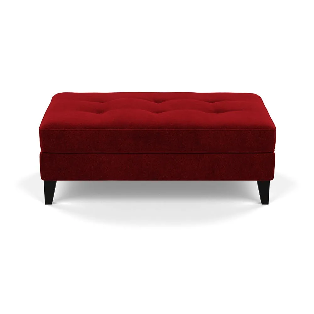 Heal's Mistral Footstool Smart Luxe Velvet Mulberry Black Feet