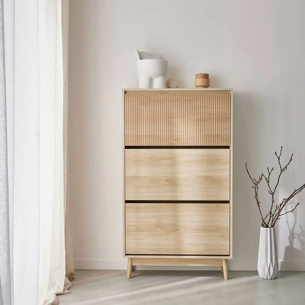 sweeek Wood 3-door shoe cabinet in Beige 1