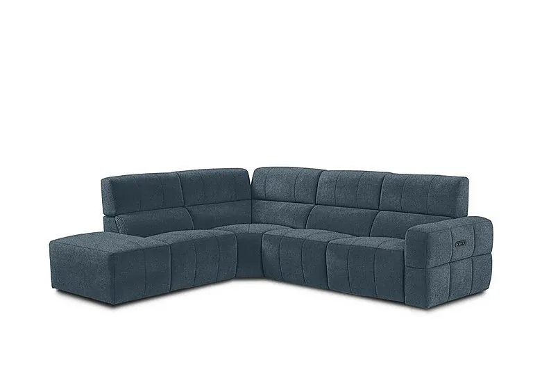 Cube Fabric Power Recliner Left Hand Facing Chaise End Sofa with Power Headrest - Hudson Ocean