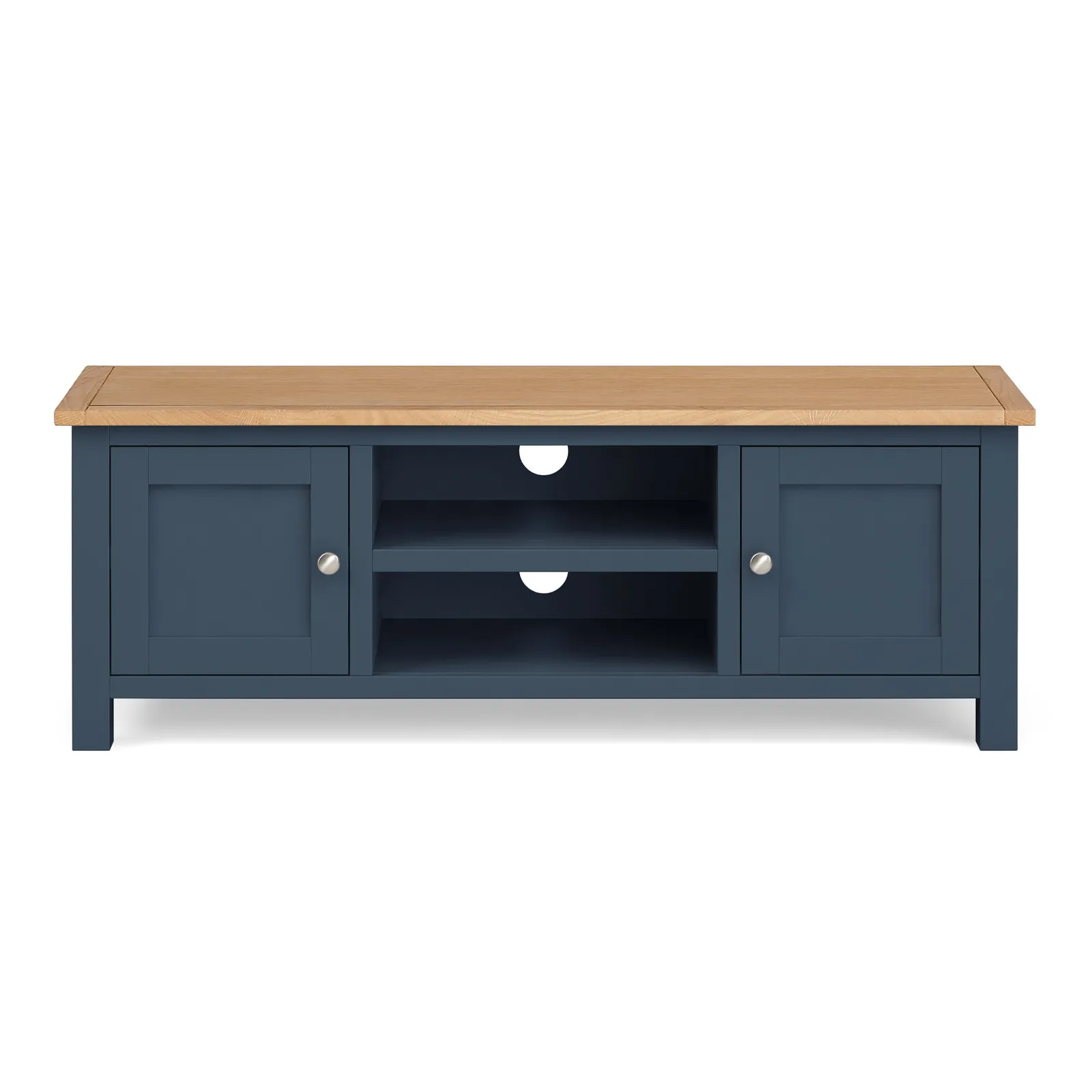 Bromley Blue Wide TV Stand Blue and Brown