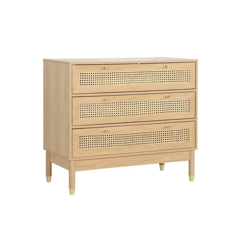 sweeek Wood & cane chest of drawers, 3 drawers in Beige 2