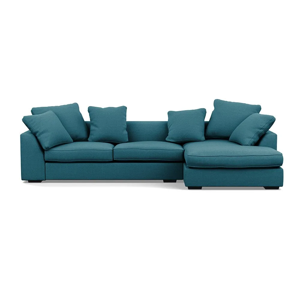 Heal's Cumulus Right Hand Facing Corner Sofa Brushed Cotton Cadet Black Feet