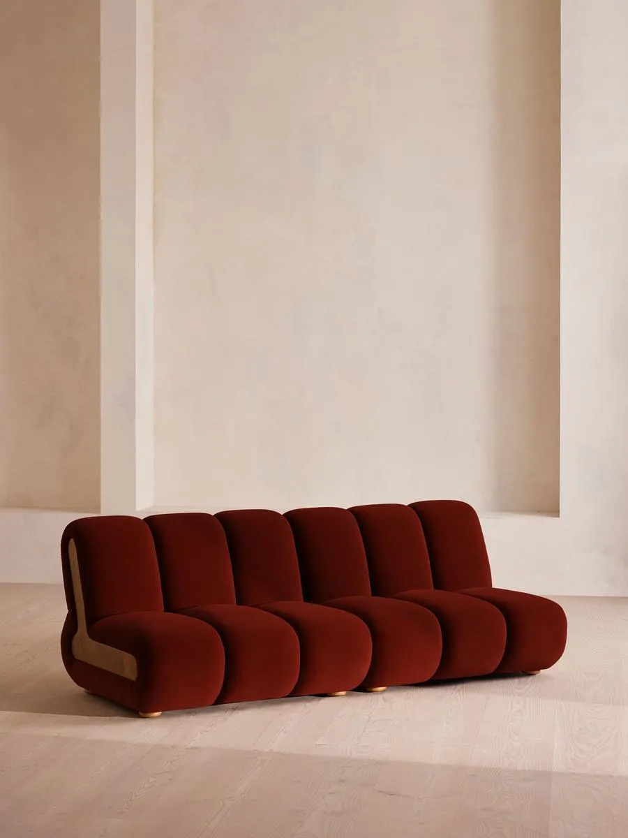 Noelle Modular Sofa, Four Seater, Velvet, Rust