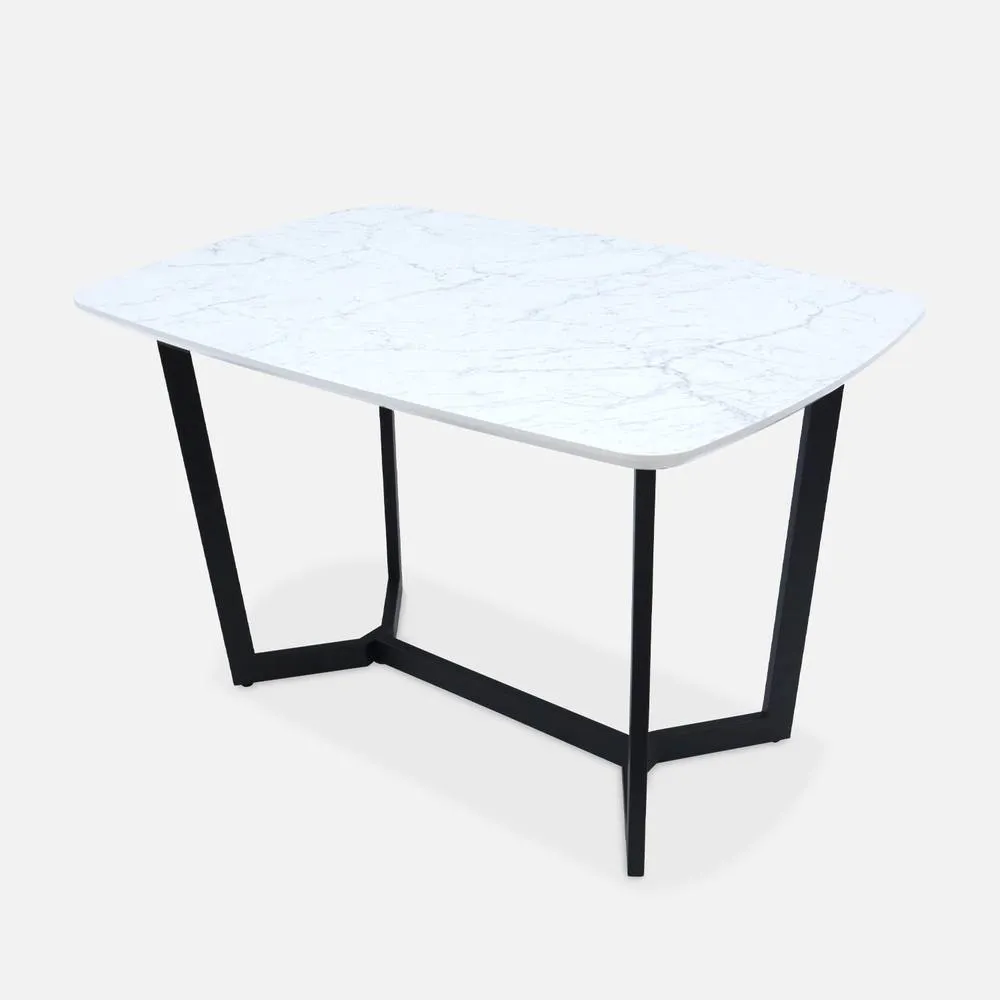 sweeek Marble-effect dining table, metal legs, seats 4 to 6 in White 3
