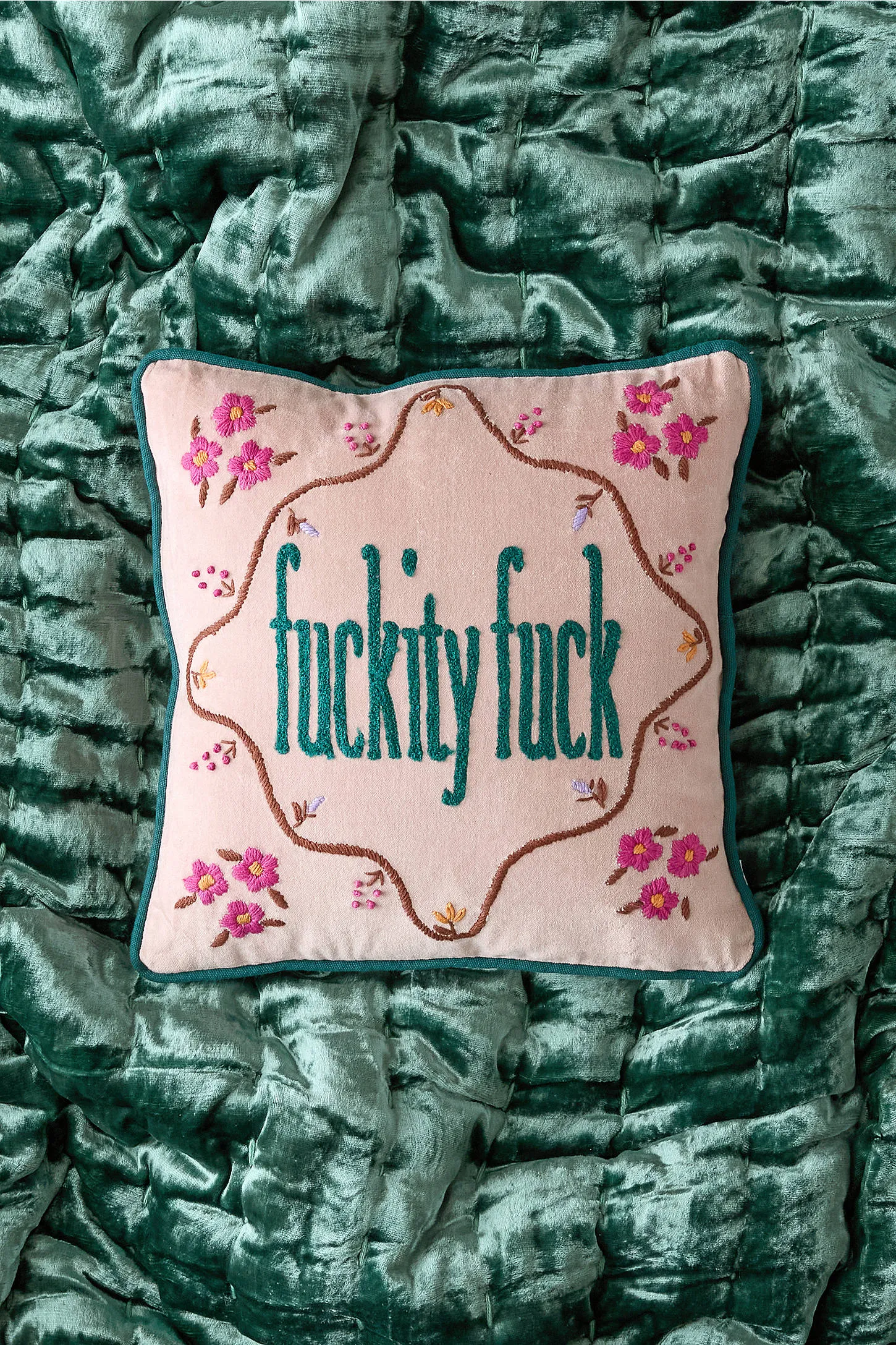 Pink F*ckity F*ck Velvet Cushion - Pink