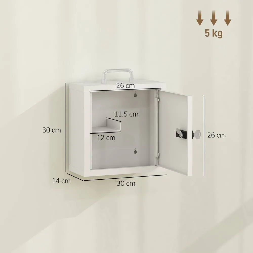 HOMCOM Medicine Cabinet, Medical Cabinet w/ Combination & Key Lock, White 3