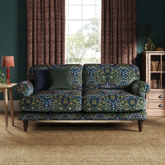Jolene William Morris Blackthorn Print Velvet 3 Seater Sofa 1