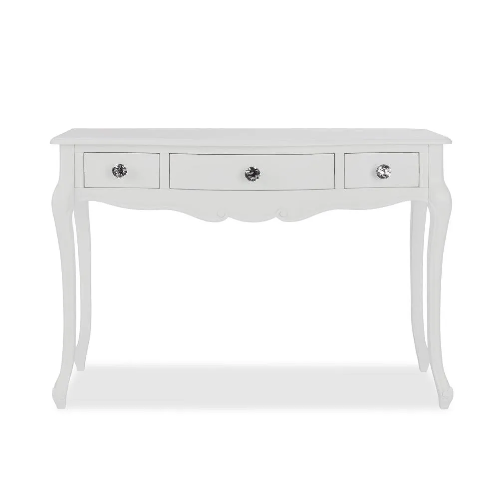 Statement Furniture Juliette Dressing Table Set with Crystal Handles (with Stool & Mirror) in White 3