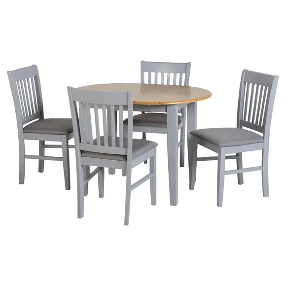 Oxford 4-6 Seater Oval Extendable Dining Table with 4 Chairs, Grey