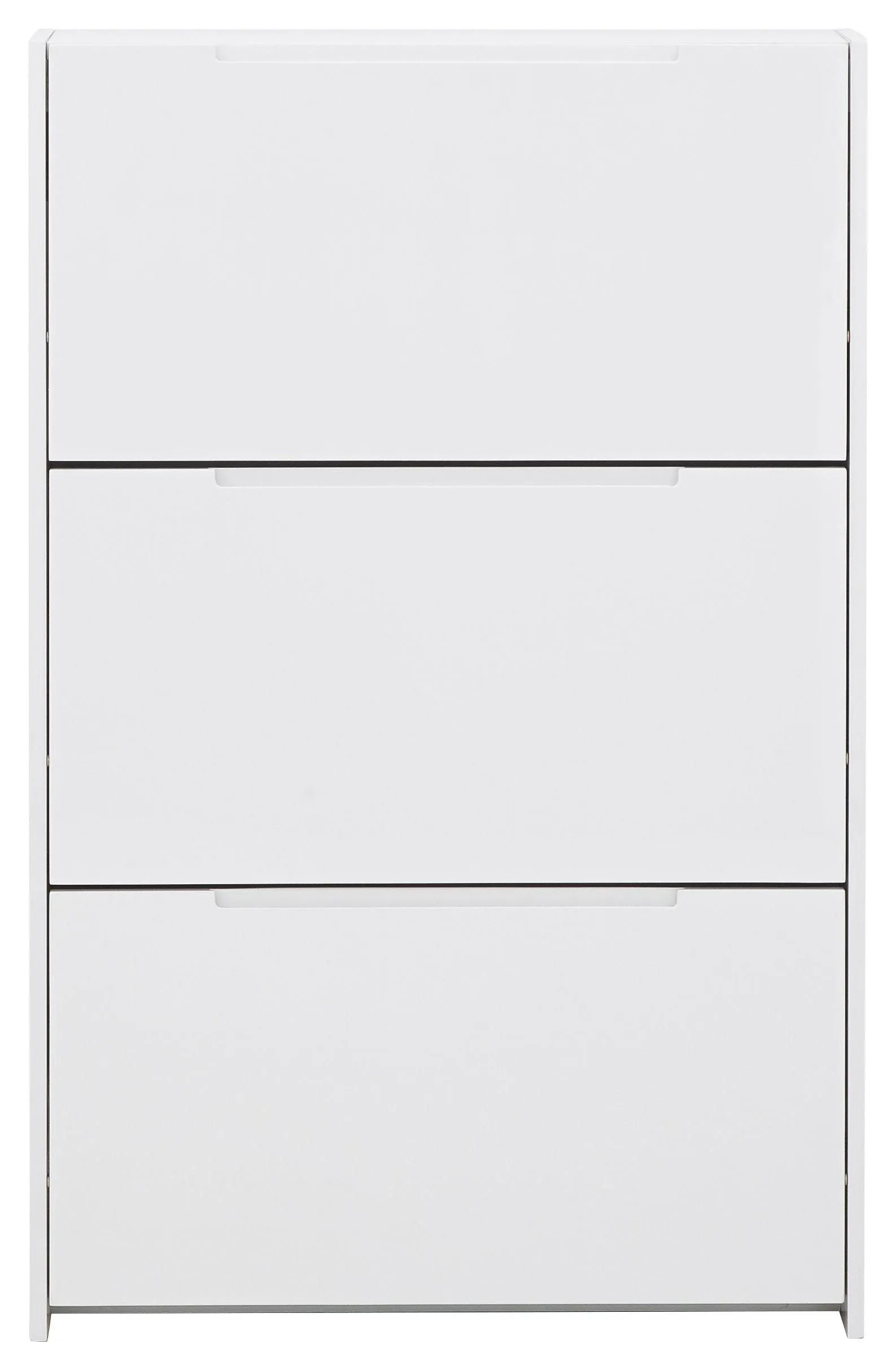 GFW Narrow High Gloss 3 Tier Shoe Cabinet in White 4