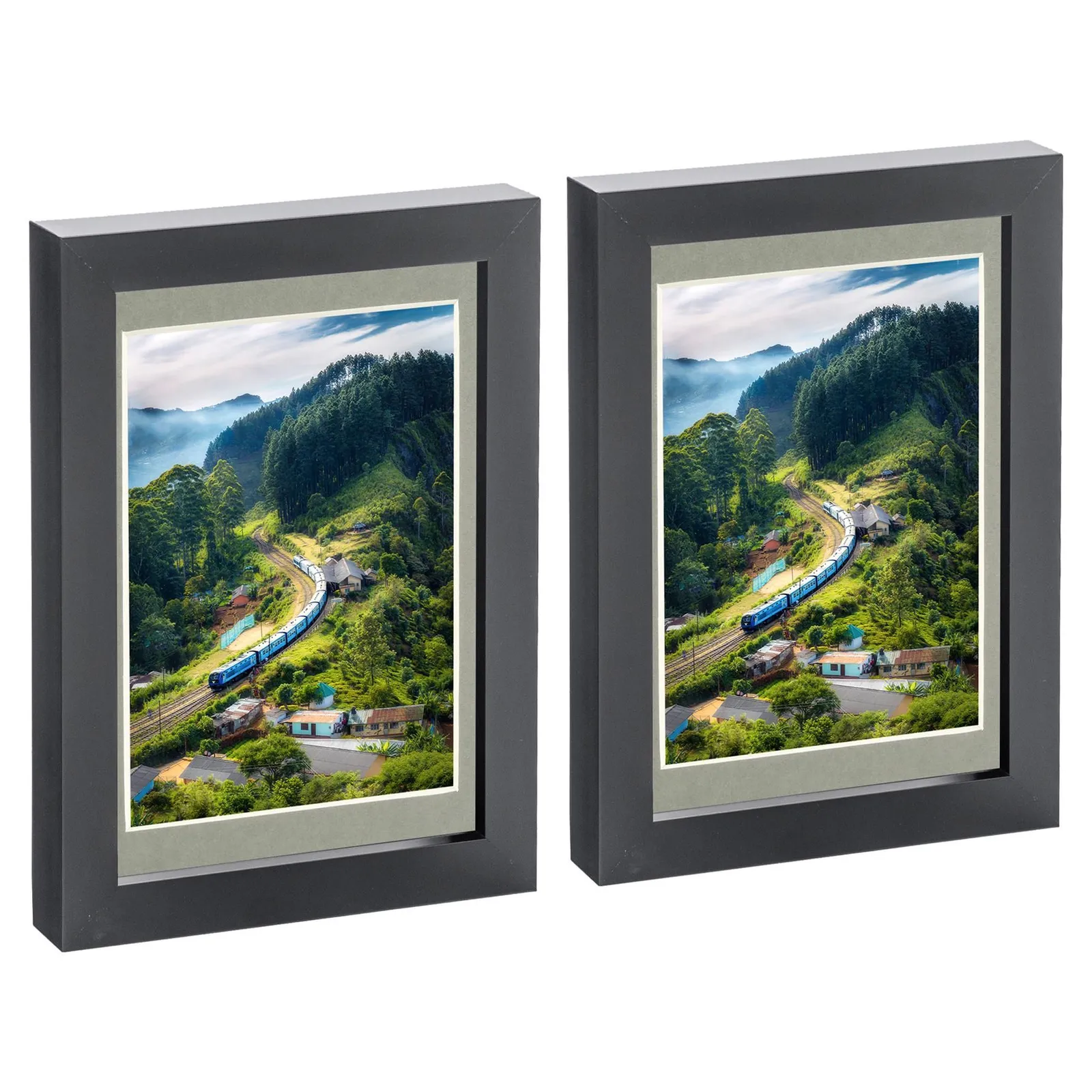 Nicola Spring Photo Frames with 4" x 6" Mount - 5" x 7" - Black Mount - Pack of 2 1