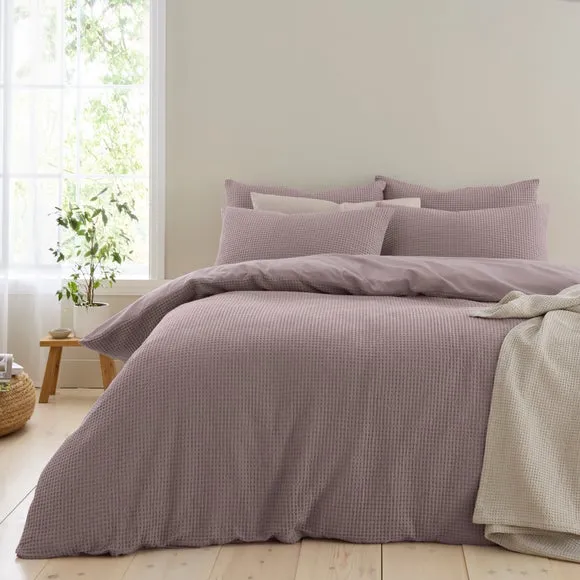 Ashton Waffle 100% Cotton Duvet Cover & Pillowcase Set 4