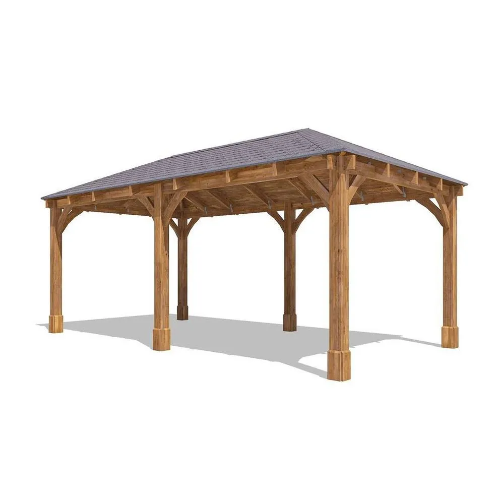 Dunster House Wooden Gazebo 6x3m Heavy Duty Patio Shelter Roof Shingles Leviathan in Brown