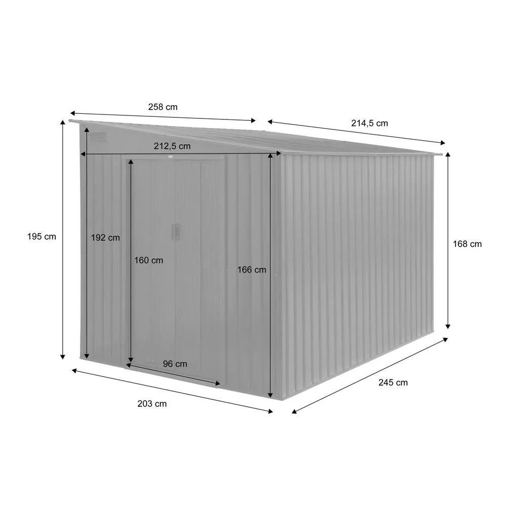 sweeek Steel garden shed 5.5m² with anchoring kit in Dark Grey 4