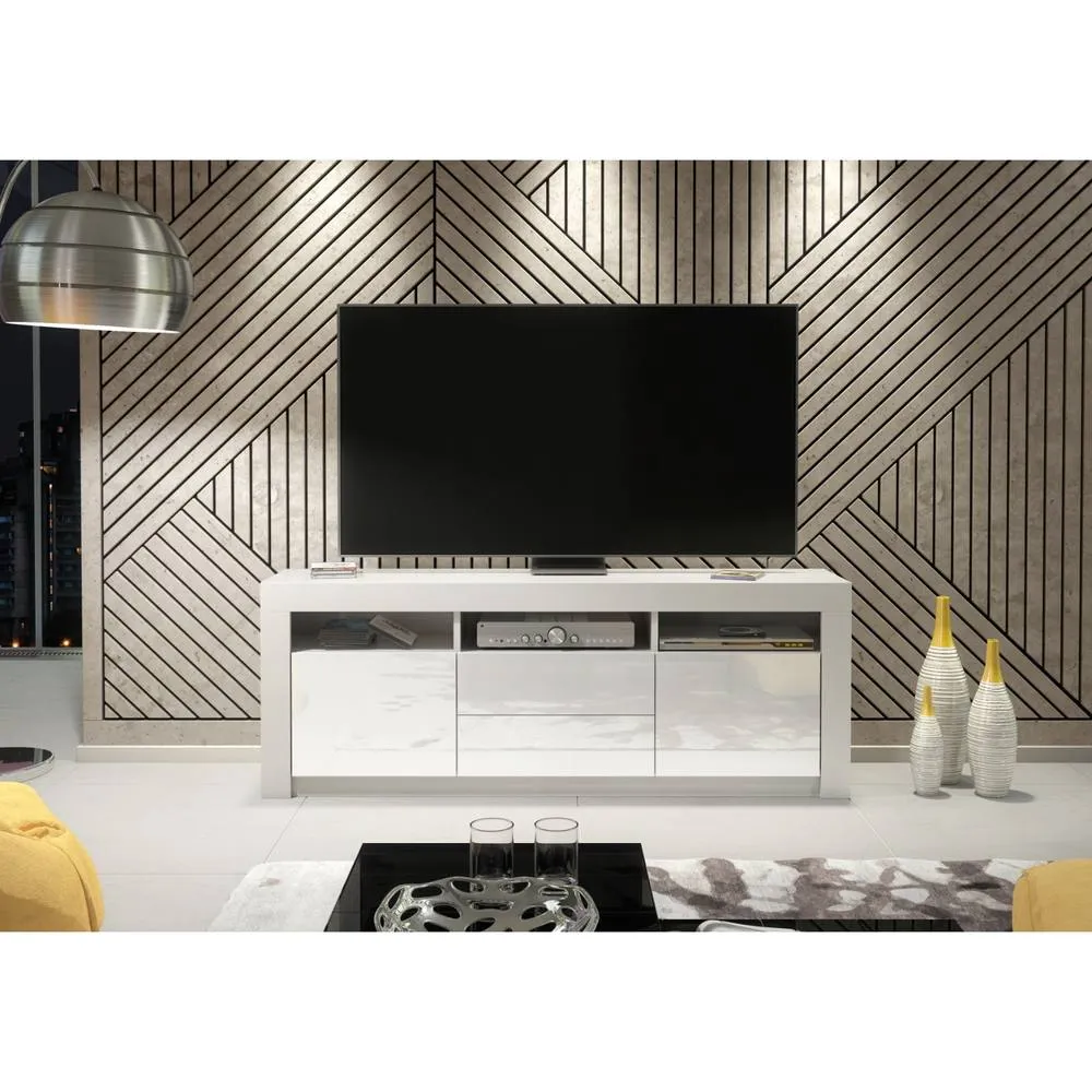 Creative Furniture Shine TV Unit 160cm - White with Gloss Doors 2