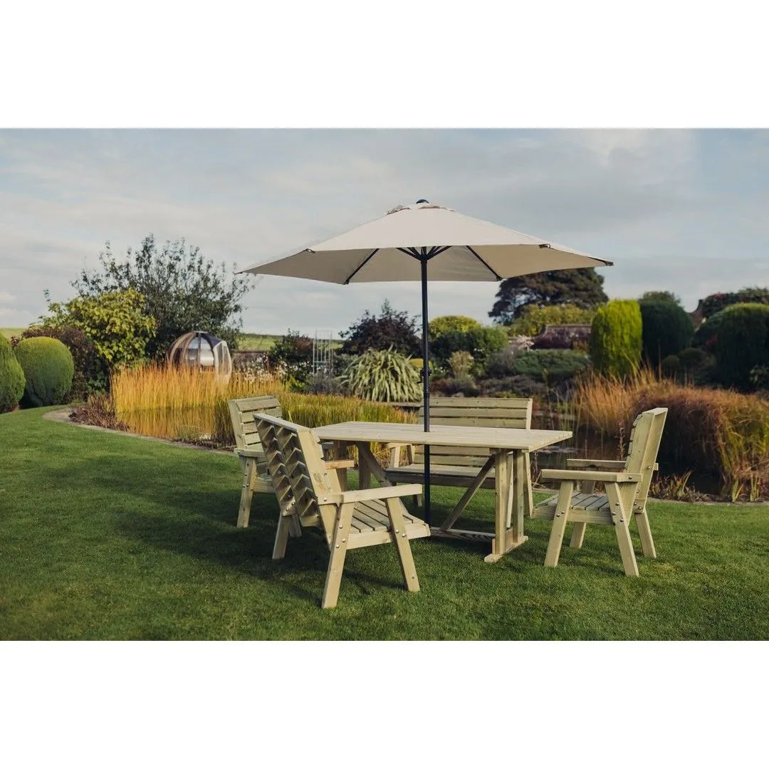 Churnet Valley Garden Furniture Ltd Clover Rectangular Table Set - 2 Chair & 2 Bench - Partially Assembled in Brown 5