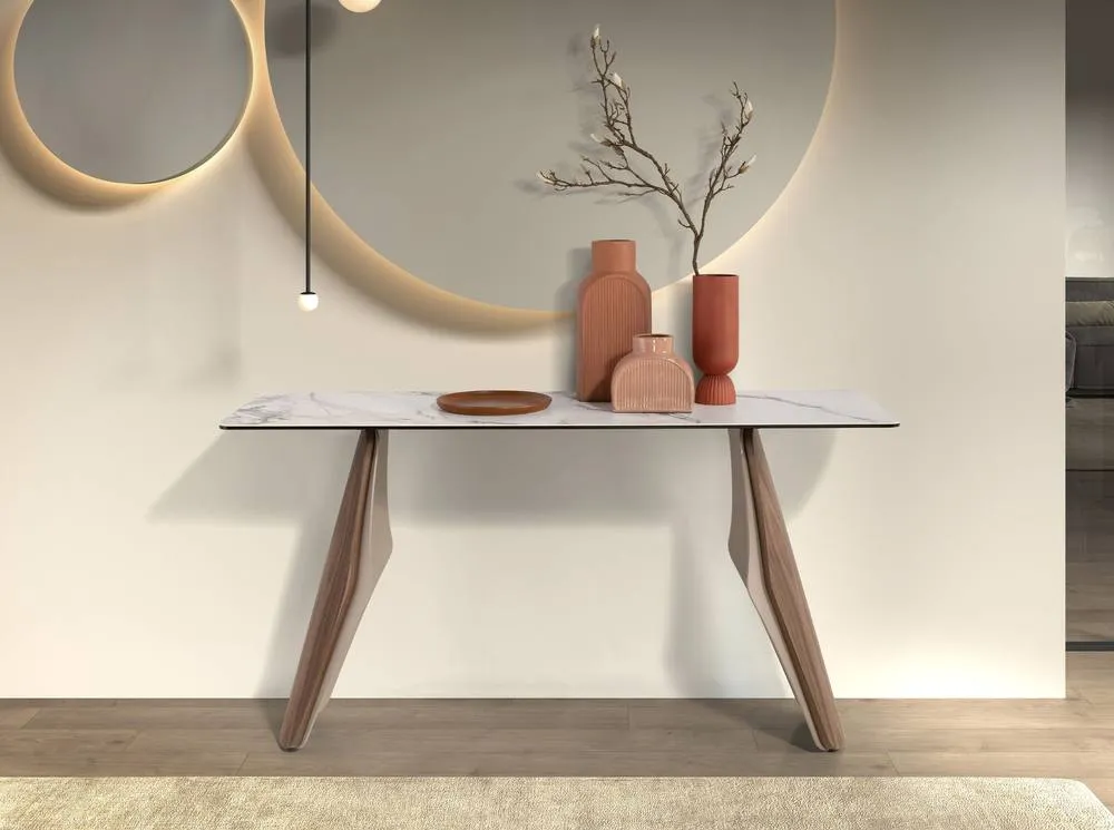 Angel Cerda Rectangular Console Table with White Porcelain-Marble Top 3